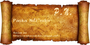 Paska Nándor névjegykártya